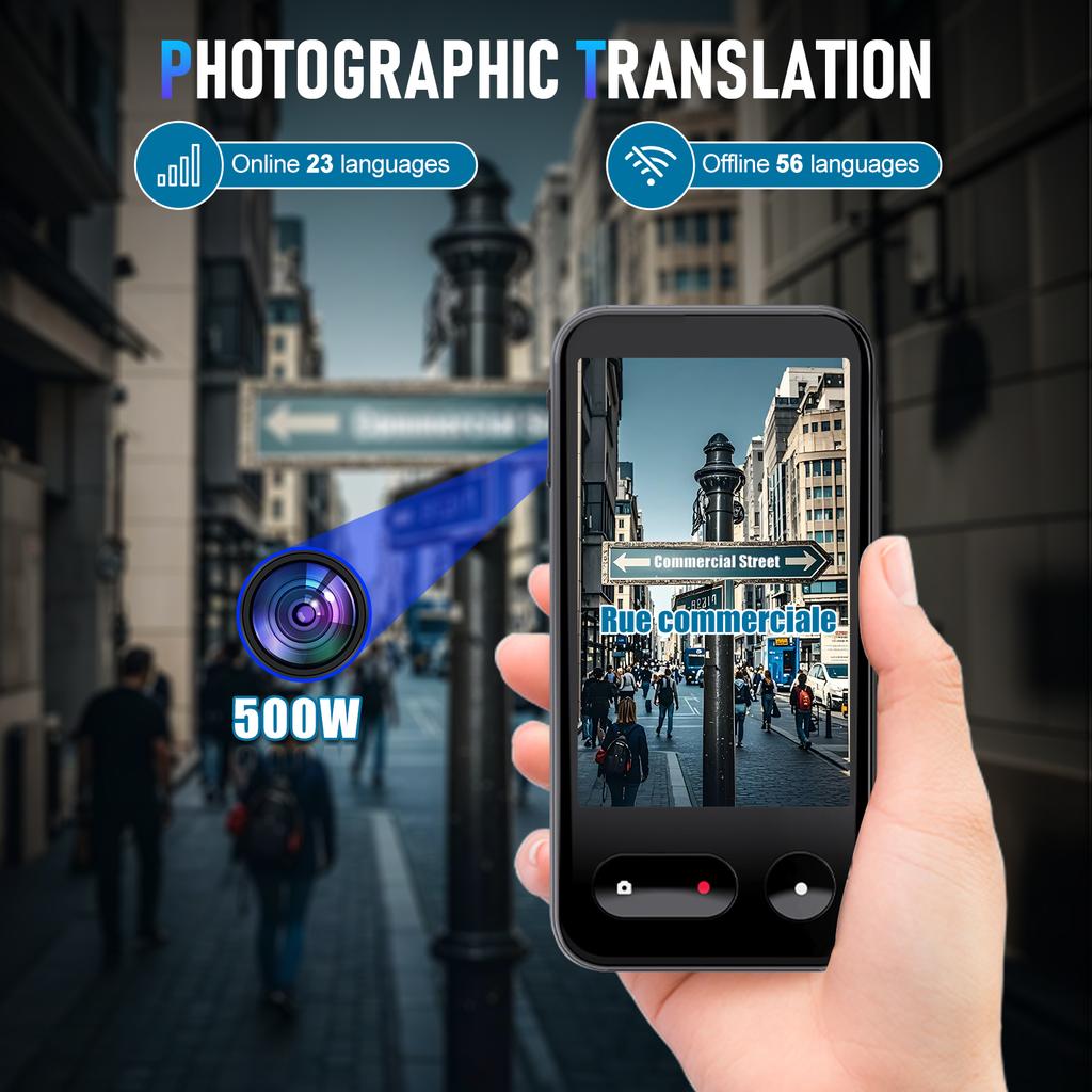 Language Translator Portable Two Way Translator Voice and Photo Translation Bluetooth Online Offline for International Meeting