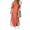 2025 European & American Women's Spring/Summer Fashion Print Maxi Shirt Dress
