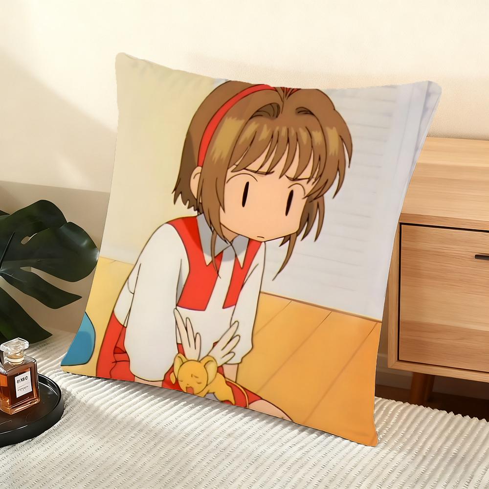 Anime Cute Cardcaptor Sakura Cushion Cover Silky Short Plush Home Sofa Cushion Cover - Invisible Zipper Home Decoration