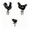 3 Pieces Black Metal Garden Stake Outdoor Chicken Silhouette Weather Resistant for Lawn,