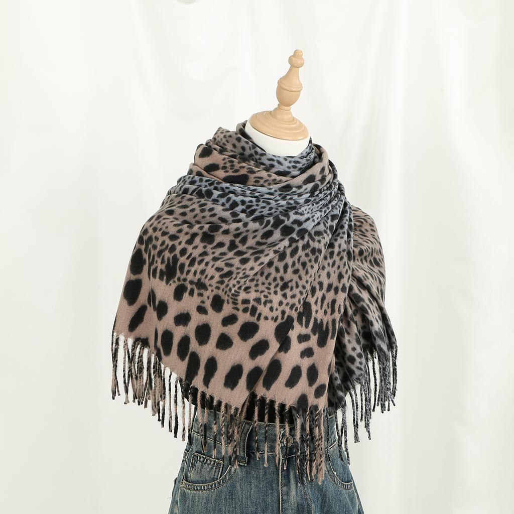 Leopard Pashmina Fransen Schal Tuch Für Frau Mann Herbst Winter Warme Schals Mode Lange Wickeltücher Einfarbig Kaschmir-ähnlicher Schal