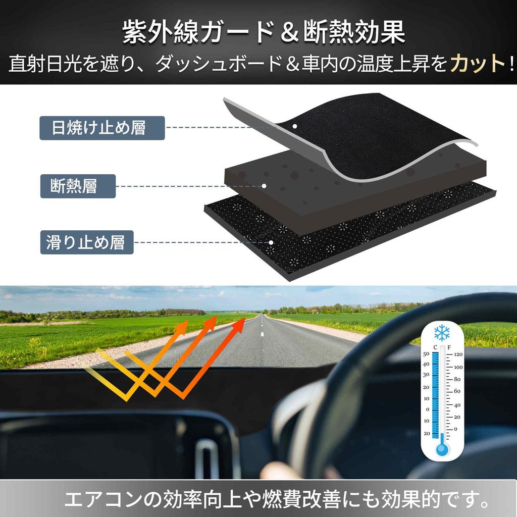 FUELHOOD Dashboard for Daihatsu Wake Protective Sun Heat Reduced Scratch Clear Interior Polyester Black Mat/Cover LA700S/LA710S, Vehicle-Specific