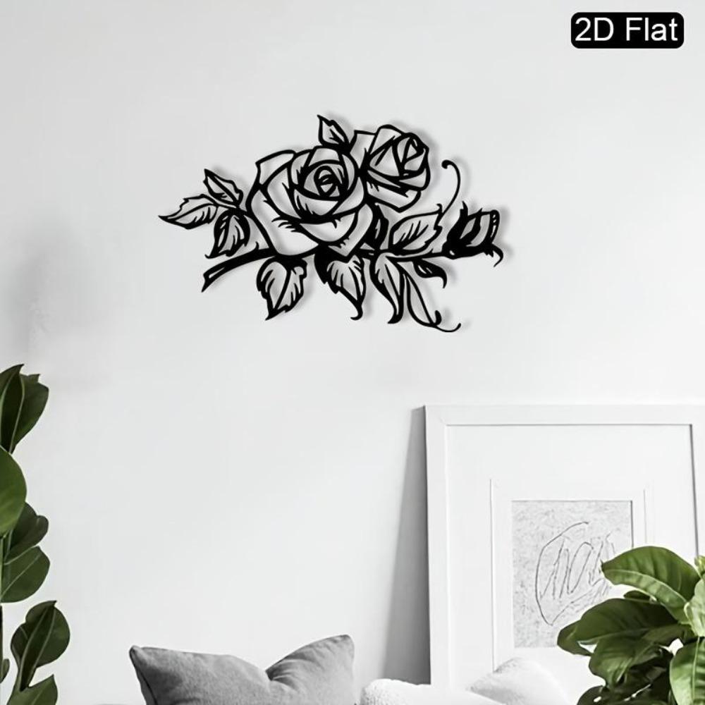Wrought Iron Wall Art Rose Bouquet Metal Flower Decor Valentine Gift for Home Garden Living Room