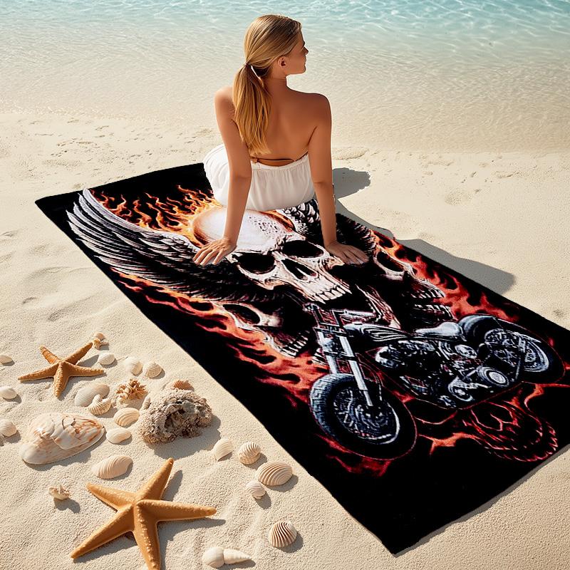 Gang Motorcycle Enthusiasts Hells Angels Motorcycle Club Beach Towel Outdoor Camping Vacation Swimming Beach Towel Outdoor Absorbent Bath Towel Y2