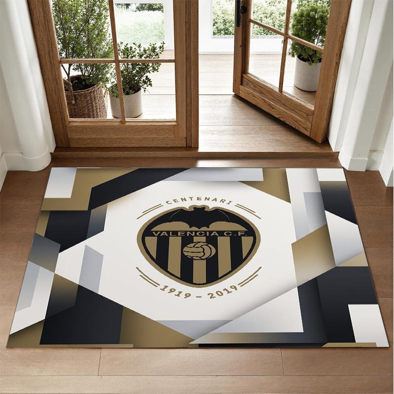 Valencia FC Design Crystal Velvet Rug Soft Decorative Mat for Bedroom Entrance