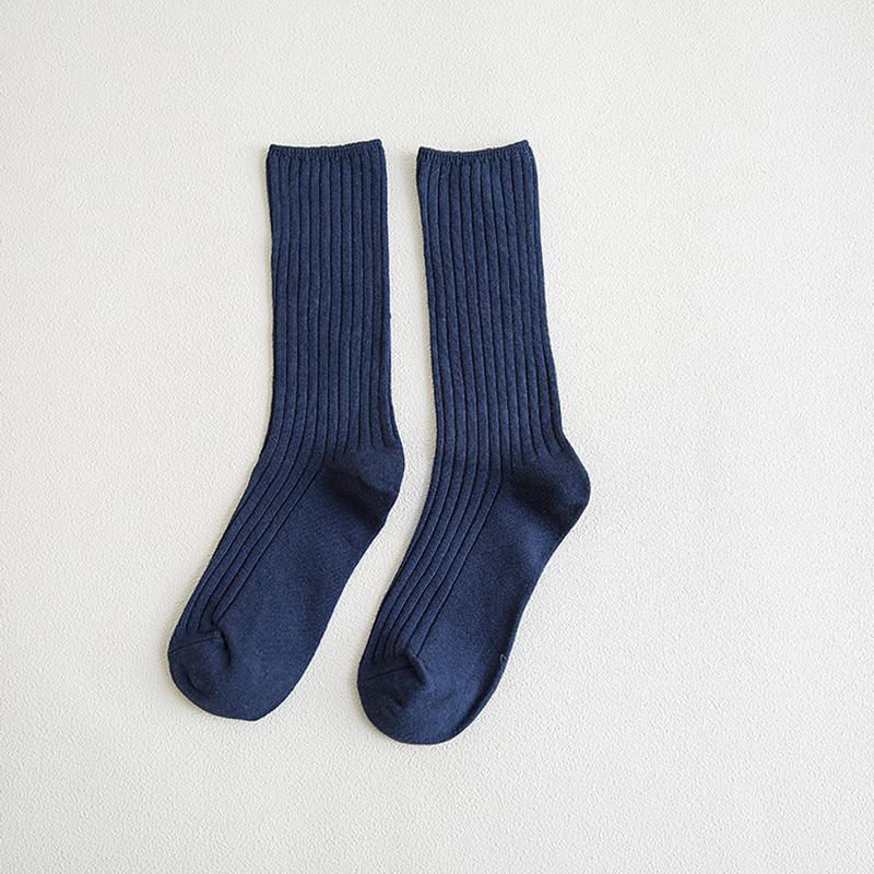 1 Pair Retro Women Cotton Loose Socks Autumn Winter Knitting Solid Color Long Student Girls
