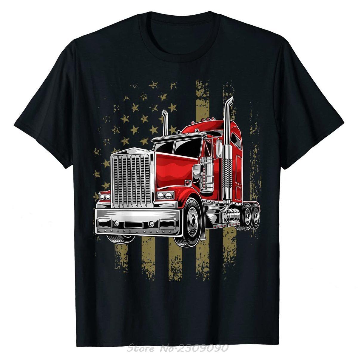 

Patriotic Truck Driver American Flag Tshirt Cotton Tops Tees Summer Fitnees T Shirt Fashion Oversized Tshirt Men Clothing S