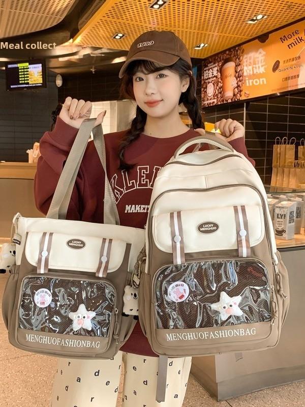 Color Contrast Student Backpack With Nylon Construction And Multifunctional Design