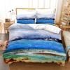 Ocean Bed Linen Package King Dimension Colorful Beach Landscape Bed Cover In Oil Painting Style Famous Hawaii Coastal Polyester Fabric Quilt Cover