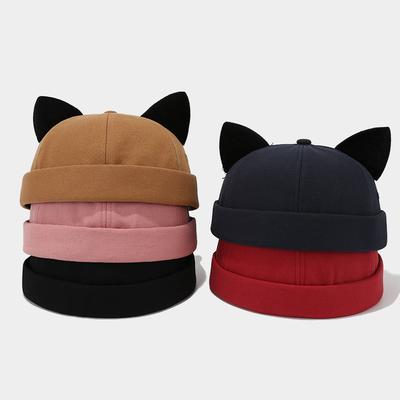 Suitable For All Seasons Creative Cat's Ears Simple And Fashionable Hats Unisex Street Trend Versatile Melon Skin Caps