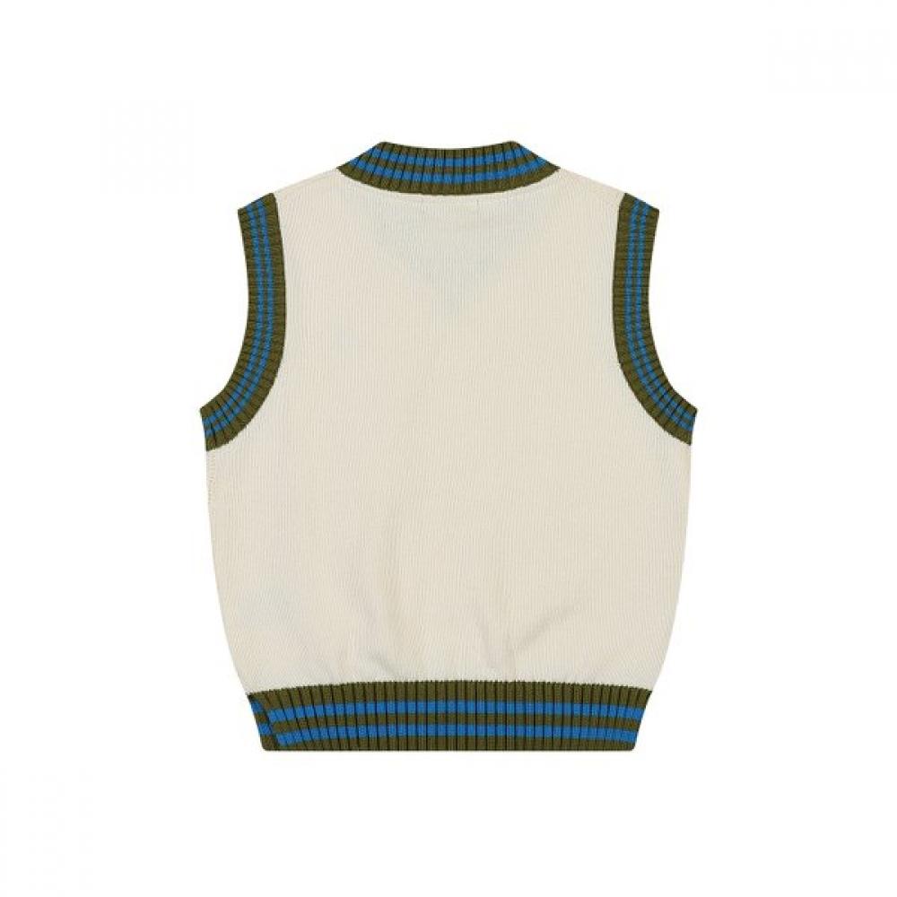 KANGOL KIDS В'язаний жилет з V-подібним вирізом та косами, колір слонової кістки Sa 0101