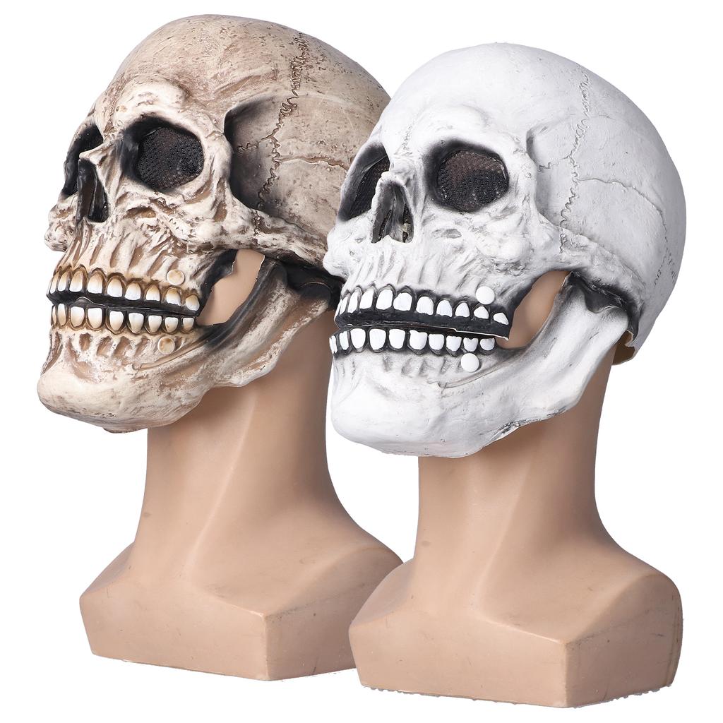 Cadılar Bayramı Kafatası Kaskı Lateks Hareketli Çene Tam Kafatası Kaskı Tatil Partisi Dekorasyonu Cosplay Cos