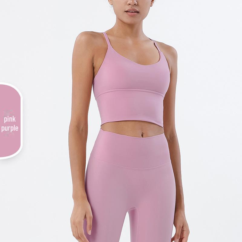 „Sutien Sport Yoga Nud Șlefuit pe Ambele Părți - Sexy, Camișolă Decupată la Spate pentru Fitness”