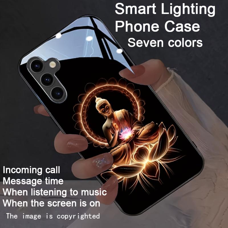 Lotus Buddha Colorful Luminous Phone Case For Samsung S26 S25 S24 S23 FE S22 S21 Ultra Plus Z Fold 7 6 5 LED Light Shining Cover