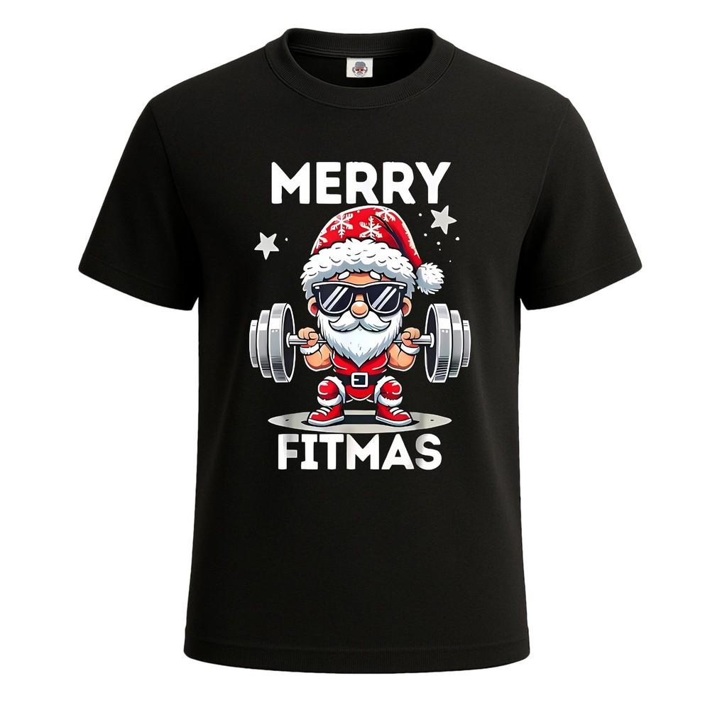 Merry Fitmas Christmas Santa Xmas Fitness Ugly Mens T Shirt Gift Party Tee Top Unisex T-Shirt L