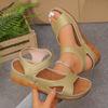 Damen Sommersandalen mit offenen Zehen und Schnallen-Knöchelriemen, Plateau-Keilabsatz, Bequeme rutschfeste Sandalen zum Gehen, Strandschuhe für Damen, Lässige elegante Schuhe