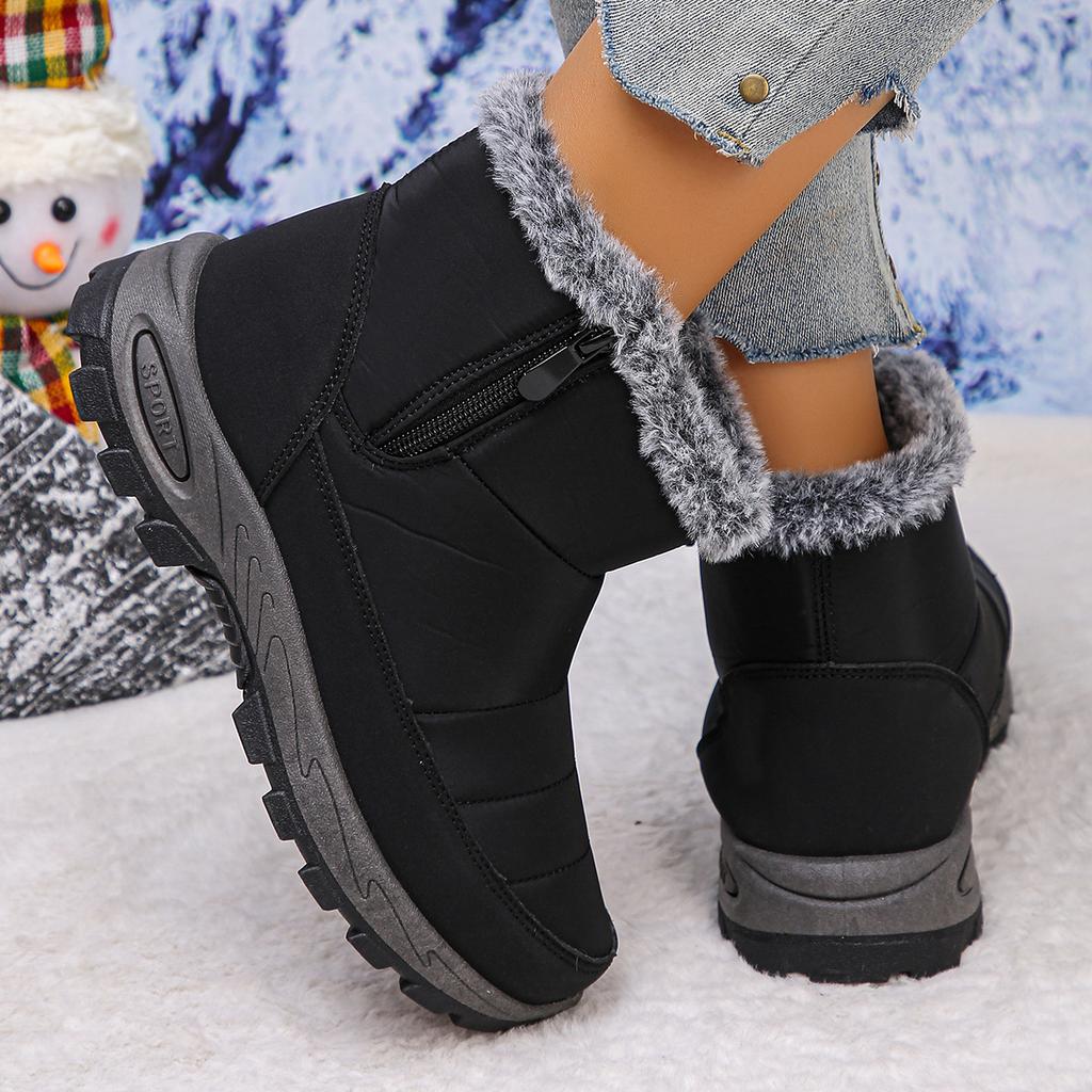 Anti Slip Waterproof Snow Boots Women  Winter Warm Thicken Plush Ankle Boots Woman Zipper Platform Cotton Padded Shoes 36-43