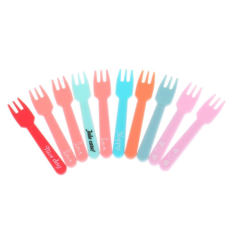 5Pcs Colorful Plastic Fruit Fork Mini Cartoon Children Snack Cake Dessert Food Fruit Pick Toothpick Bento Lunches Party Decor