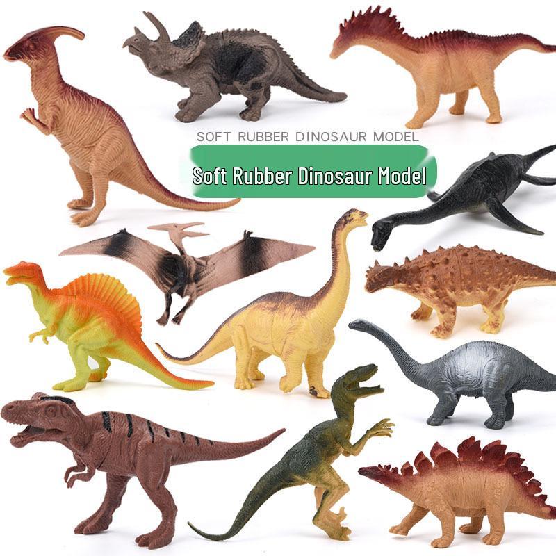 17cm Squeeze-Proof Soft Rubber Dinosaur Toy - Realistic Model for Kids