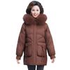 Middle-aged winter down jacket women's mother medium and long clothes winter fox fur collar white duck down warm jacket