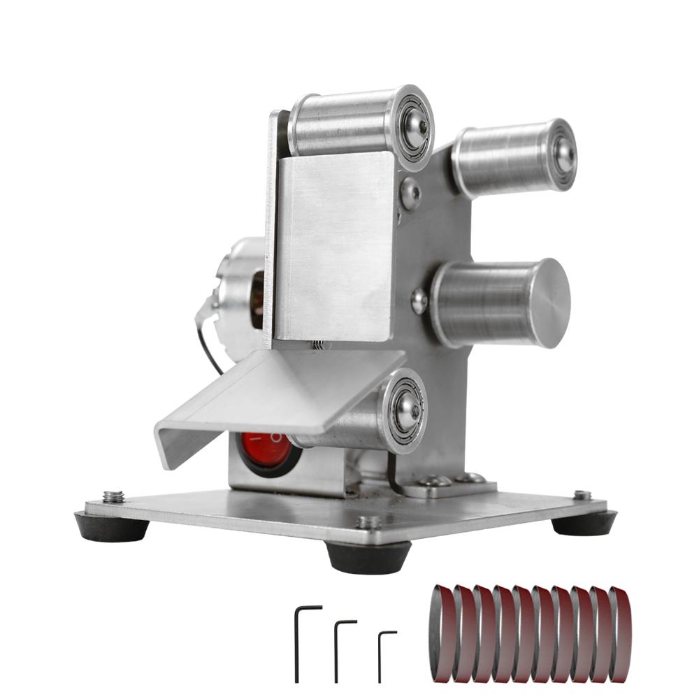 Electric Belt Sander 110-240V Multifunctional Mini Desktop Grinder DIY Grinding Machine Edge Sharpener with 10 Sand Belts for Metal Wood Plastics Aluminum Polishing Electric Belt Sander 110-240V Multifunctional Mini Desktop Grinder DIY Grinding Machine Edge Sharpener with 10 Sand Belts for Metal Wood Plastics Aluminum Polishing