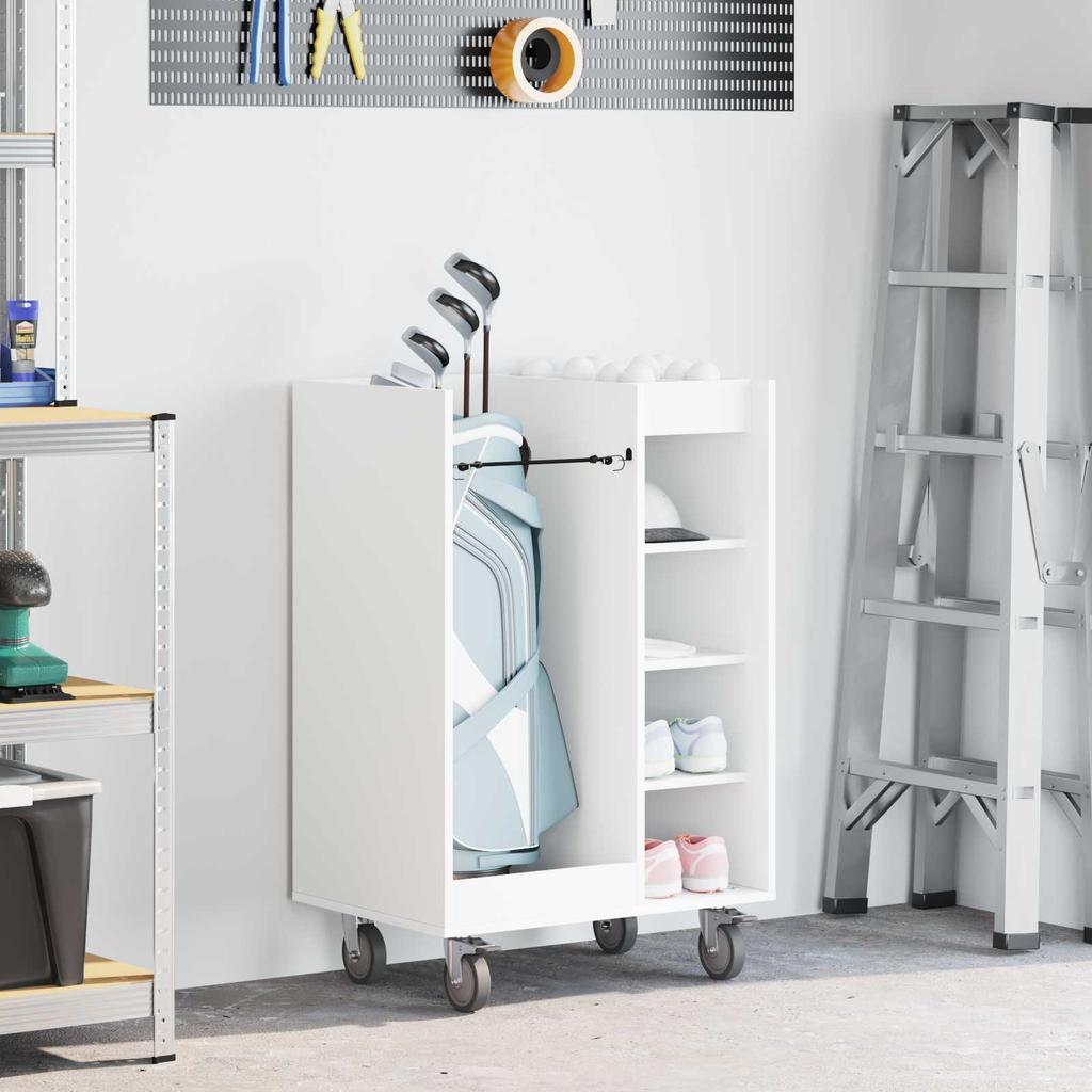 Golf Cabinet with Wheels Universal White 65 x 45 x 98 cm