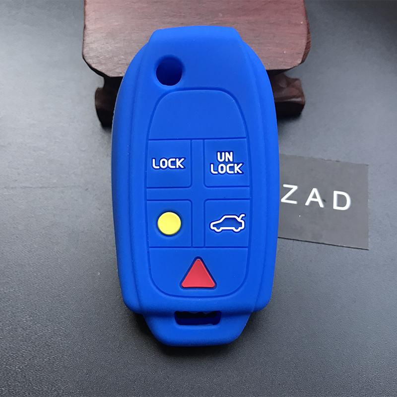 ZAD Silikonkautschuk Auto Schlüsselhülle Abdeckung Zubehör Halter Haut für volvo XC90 S80 5 Tasten klappbarer Schlüsselabdeckung Schale Hülle