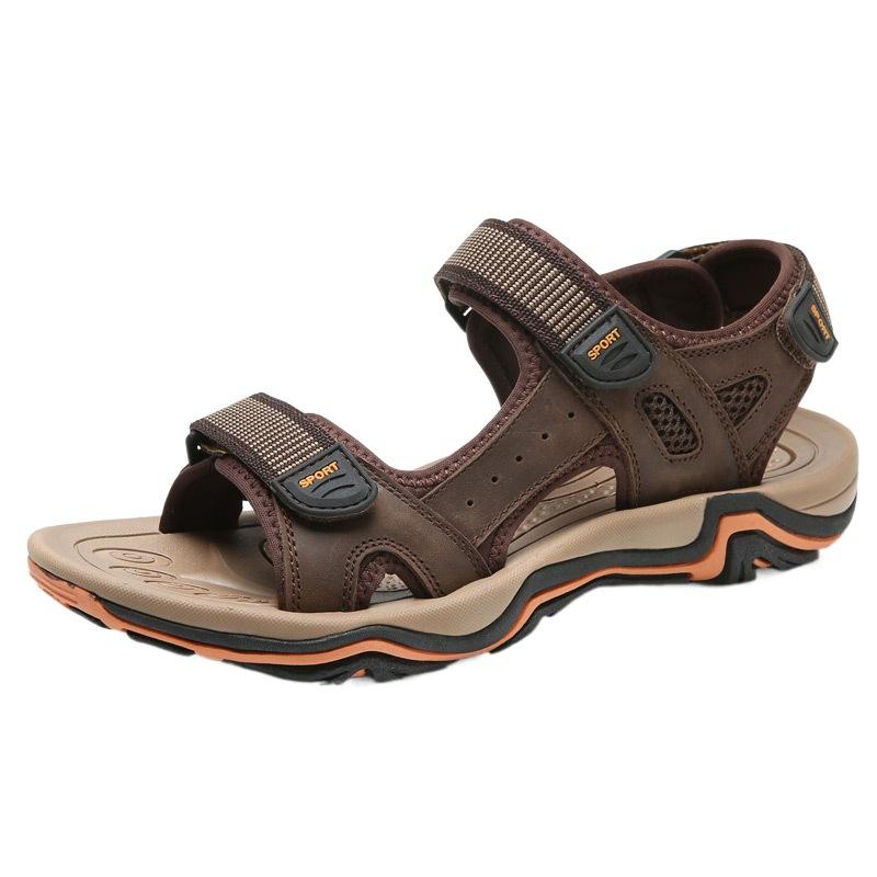 2025 Foreign Trade New Men's Sandals First Layer Cowhide Non-slip Beach Shoes Large Size Casual Shoes Sandals Batch Shoes