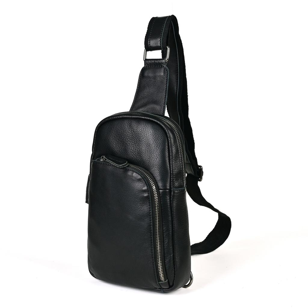 Genuine Leather Men's Retro Chest Bag, Women's Top Casual Crossbody Bag, Large Capacity One Shoulder IPad Bag