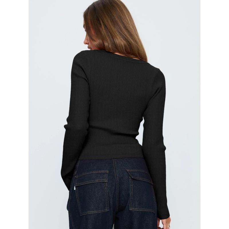 Women S V Neck Long Sleeve Ribbed Button Front Cardigan