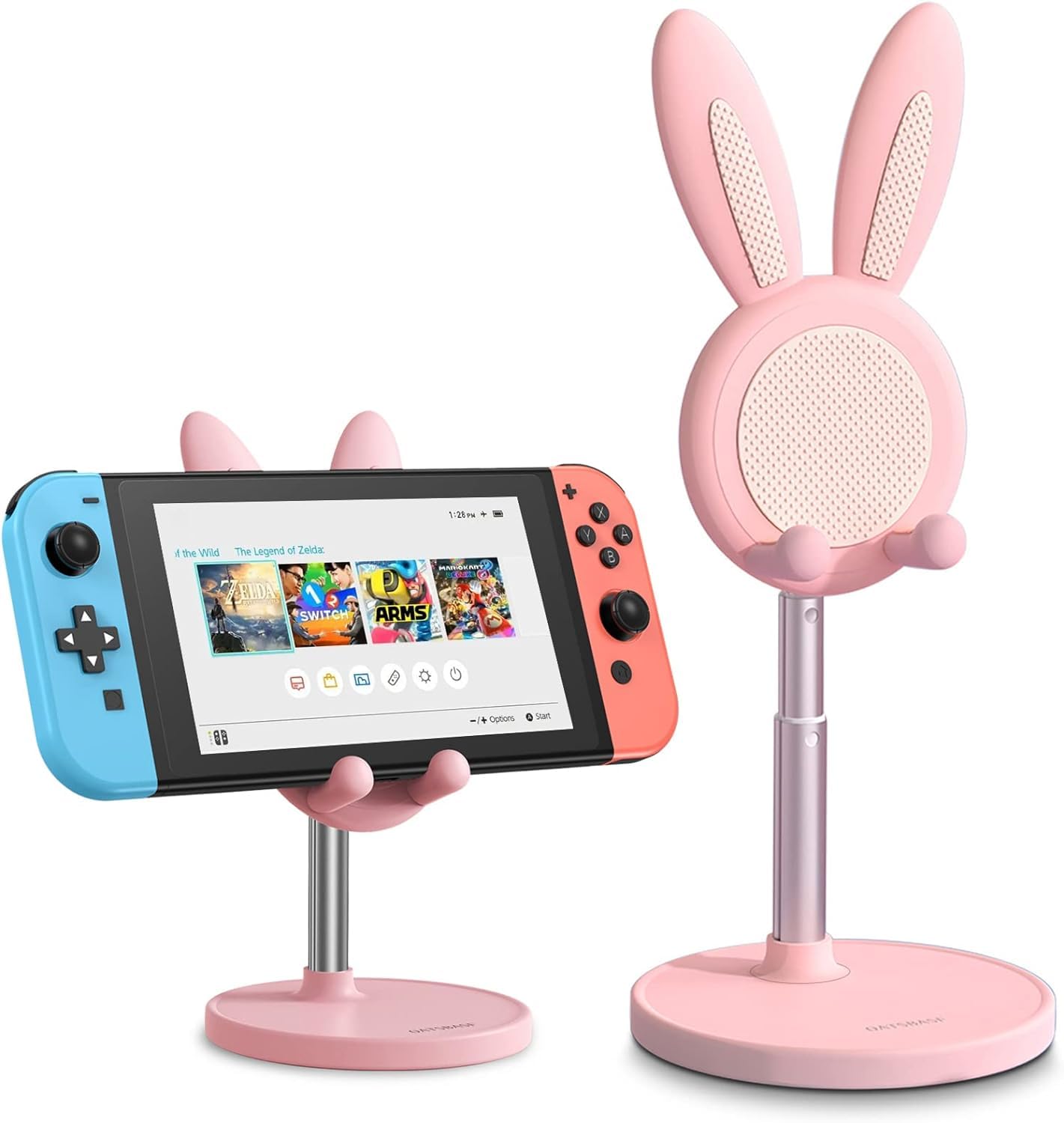 

PANPHEN Cute Rabbit Shape SWITCH Tabletop Mobile Angle and Height Multifunctional Headset Mobile Compatible with Various Remote Online Gift for Girls рожевий
