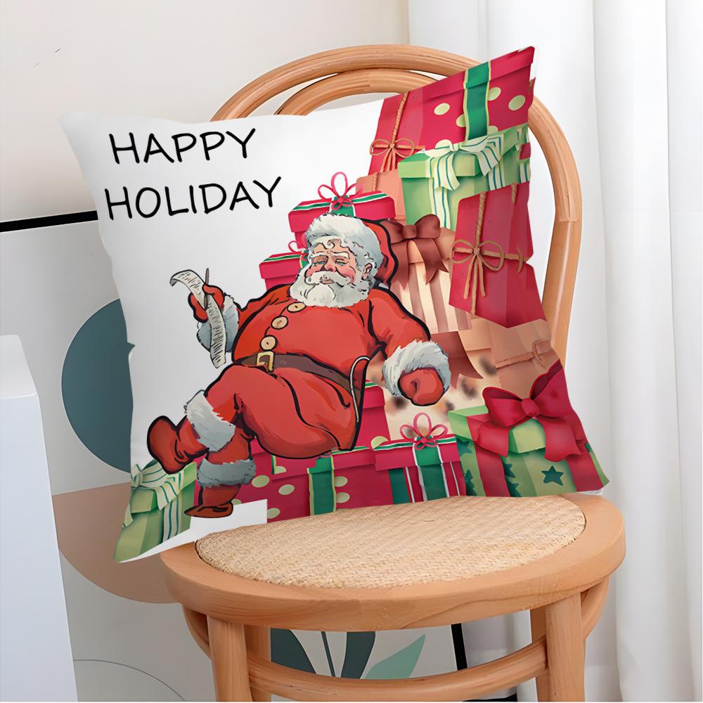 New Christmas Pillow Cover Festive Print Home Living Room Sofa Pillow Cover Christmas Tree Cushion