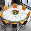 Round Table Cover Elastic Edged Tablecloth Indoor Outdoor Fitted Vinyl Table Cloth Oil Waterproof Wipeable Table Protector Cover