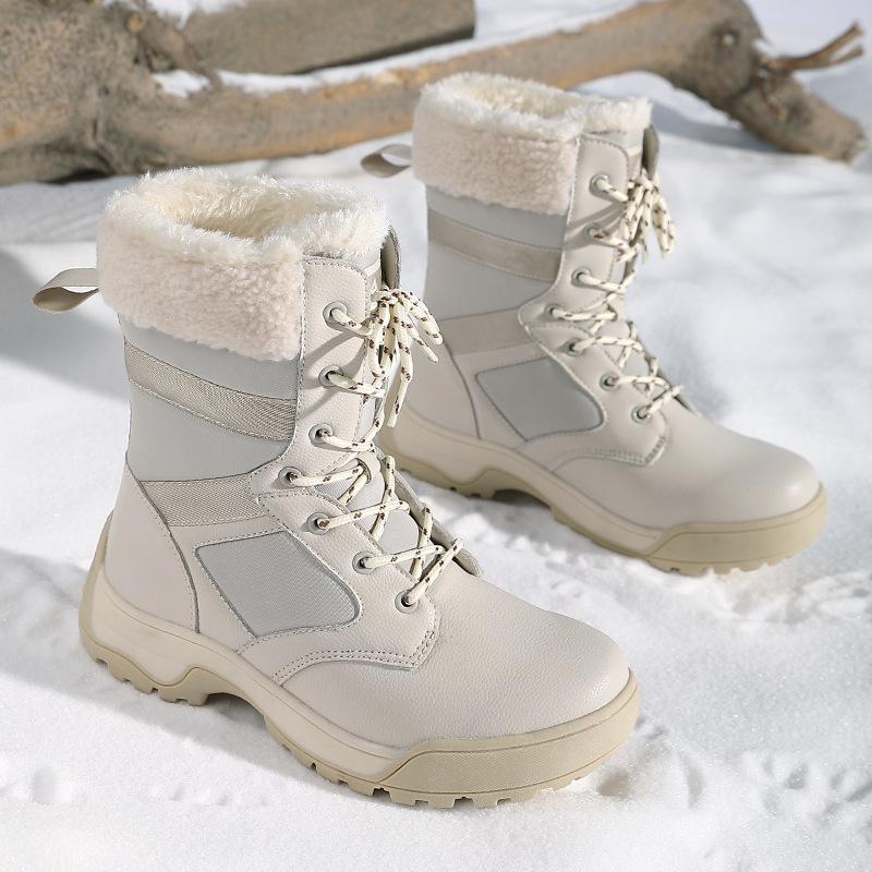 Winter Snow Boots Plush Warm Cotton Shoes Wear-resistant Sports Outdoor High-top Lace-up Women's Boots