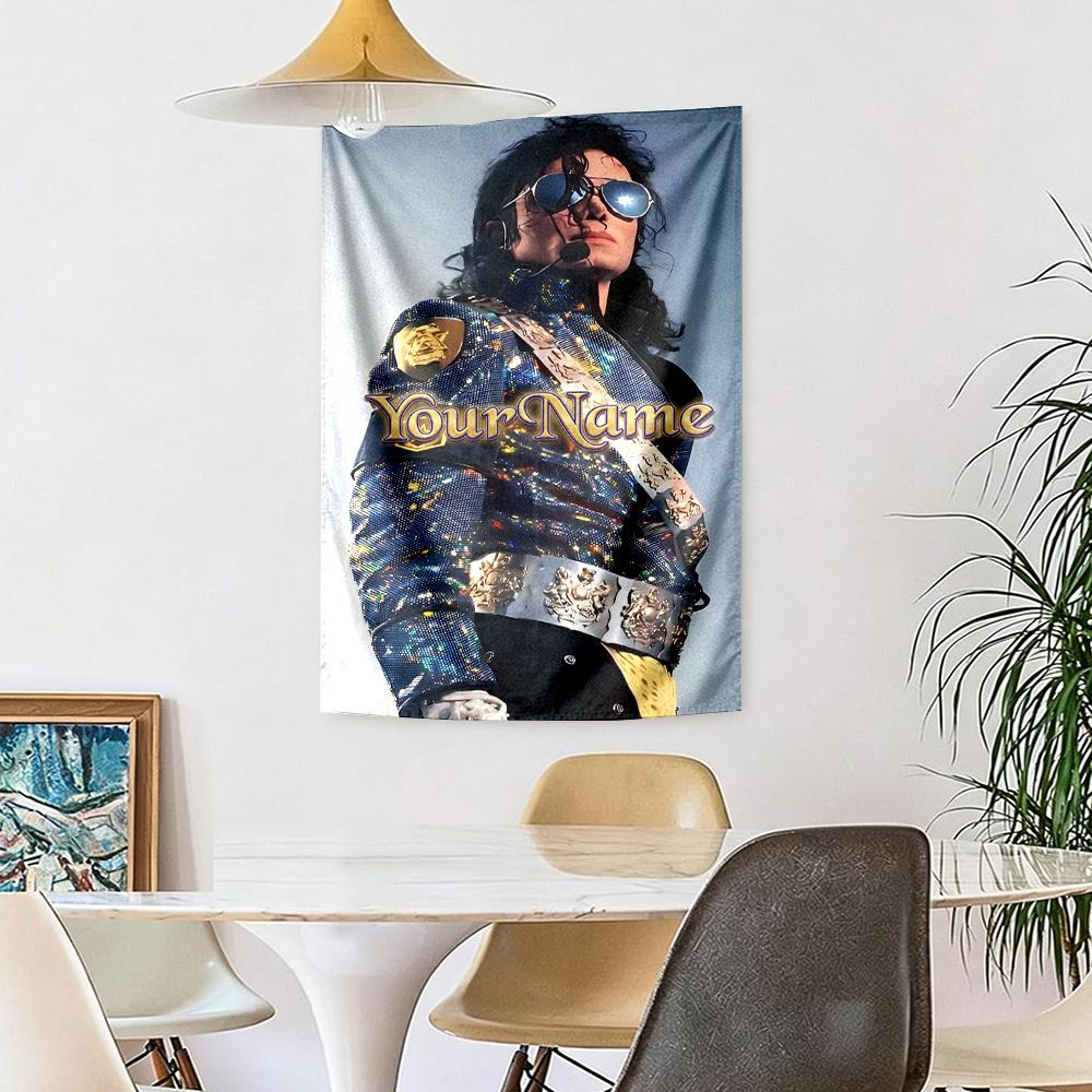 Michael Jackson Custom Your Name Wall Decor Tapestry Art For Pet Memorial Birthdaywedding Party Backdrop Family Gift