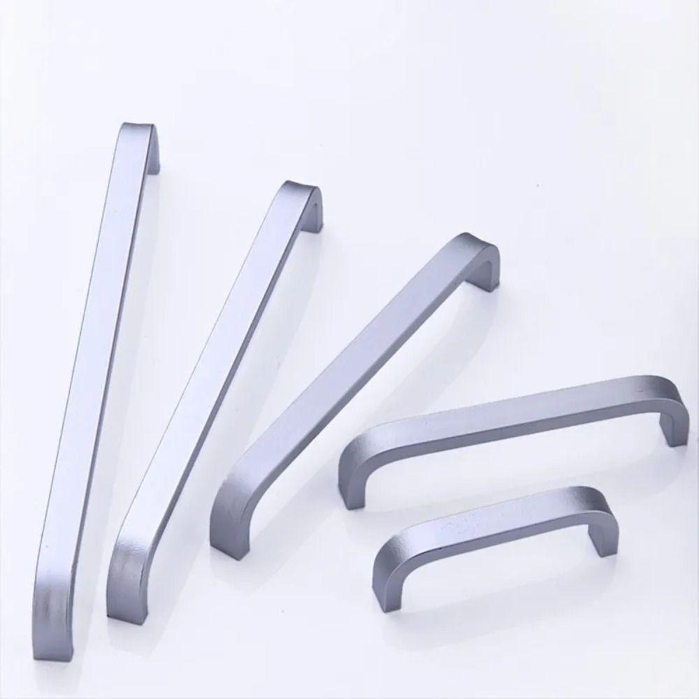 Silver Furniture Handle Aluminum Zinc Zinc Alloy Door Knobs Door Cabinet Straight Handle  Kitchen