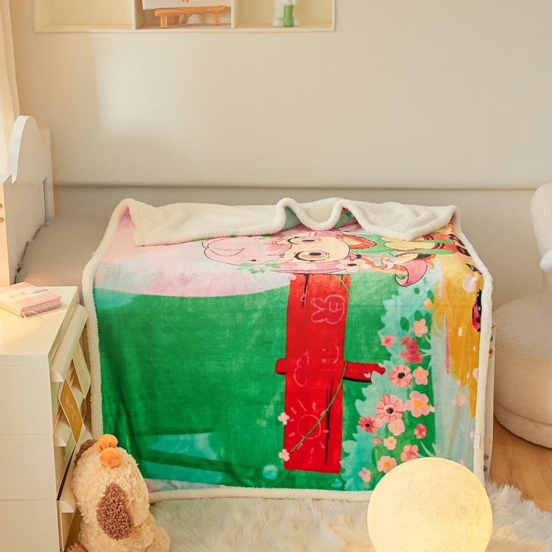 Soft Cartoon Fleece Blanket Toddlers Nap Time Double-Layer Sherpa 100x140cm Kids Bedding