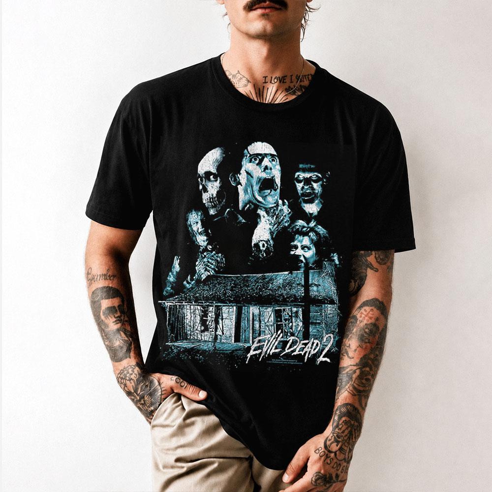 80er Jahre Horrorfilm The Evil Dead Kurzarm Rundhals T-Shirt für Halloween 0623 Zombie Night Gr