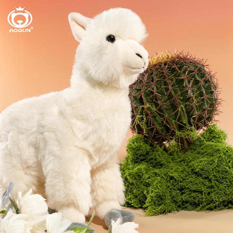 Realistic Alpaca Plush Toy Stuffed Animal Comfort Doll Christmas Pillow Wedding Mascot Doll 