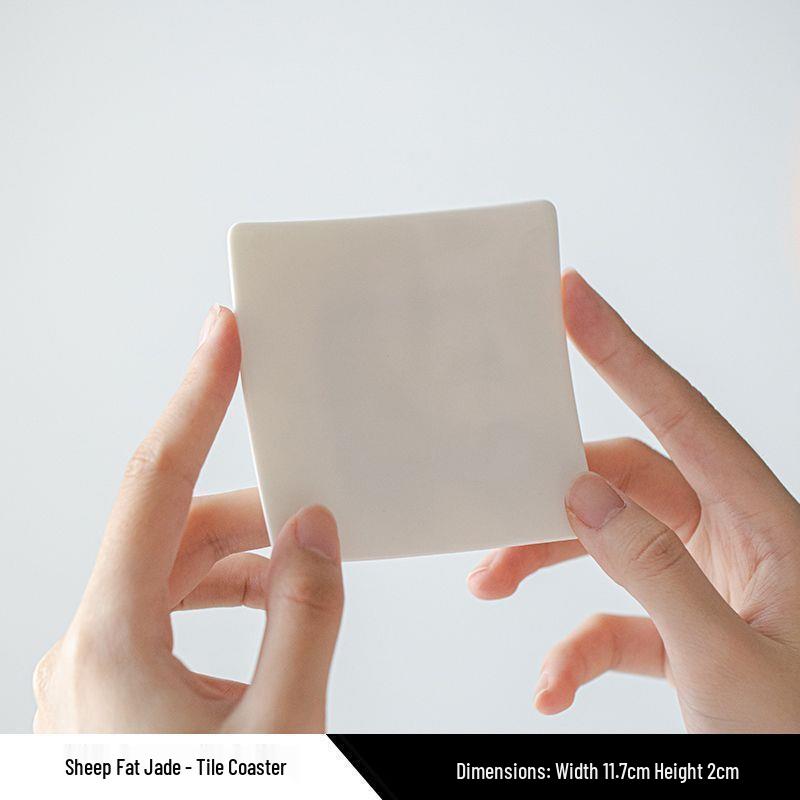 Premium Mutton Fat Jade Ceramic Gongfu Tea Set - Aroma Tasting Cup with Coaster, Customizable for Guests