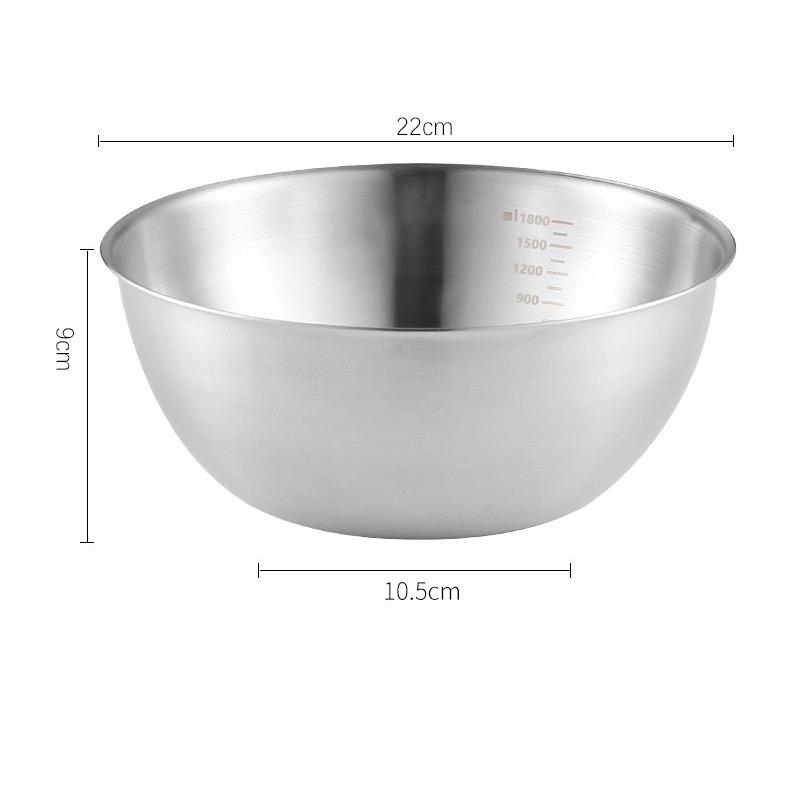 For Home Kitchen Essentials 1Pcs Stainless Steel Bowl Set with Scale for Cooking Baking Food Storage Large Capacity Mixing Bowls