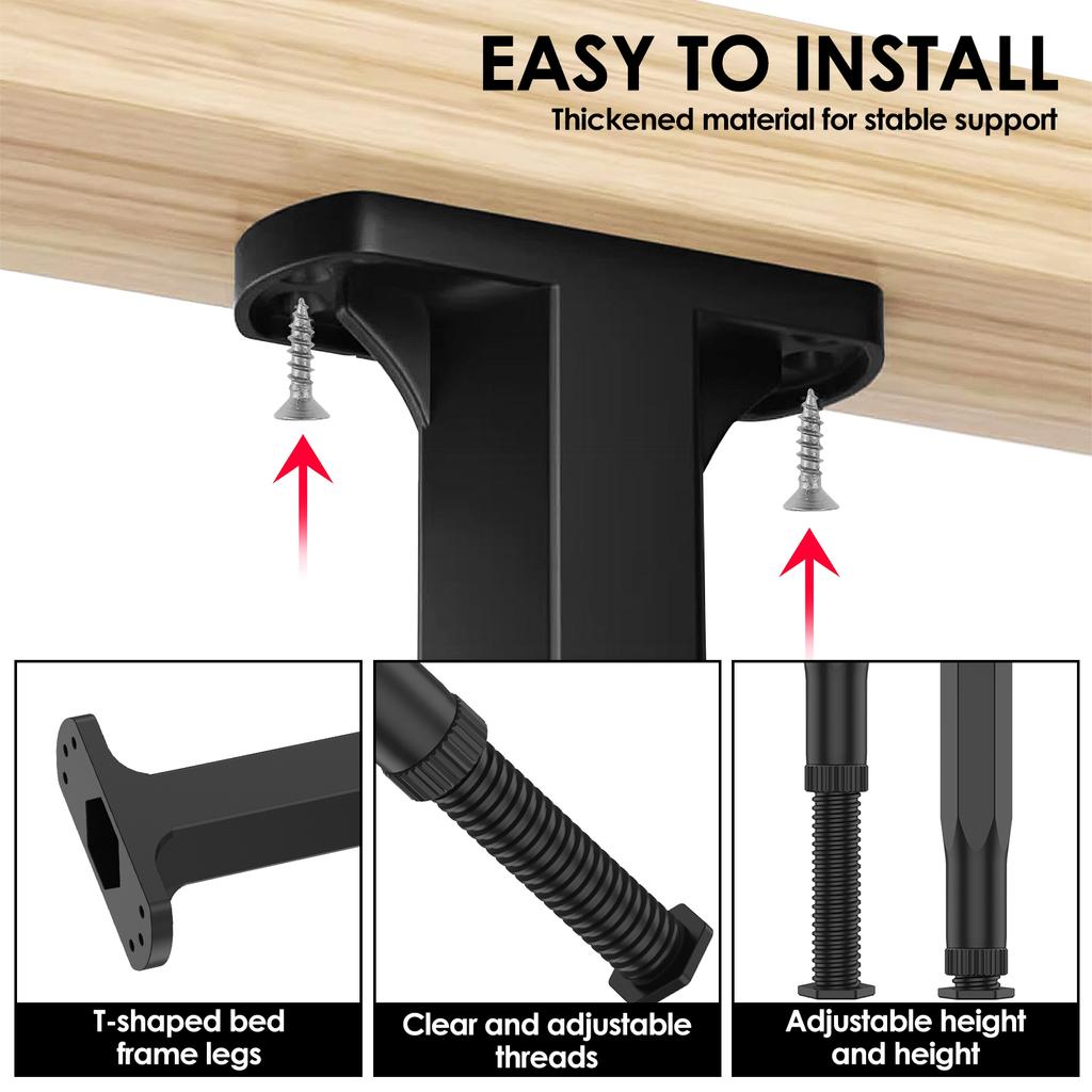 6 Stück Teleskopische Bettbalken Stützfuß 20-37cm Verstellbares Möbelbein Hochbelastbare Stützbeine für Bett Sofa Kommode Stuhl Tisch