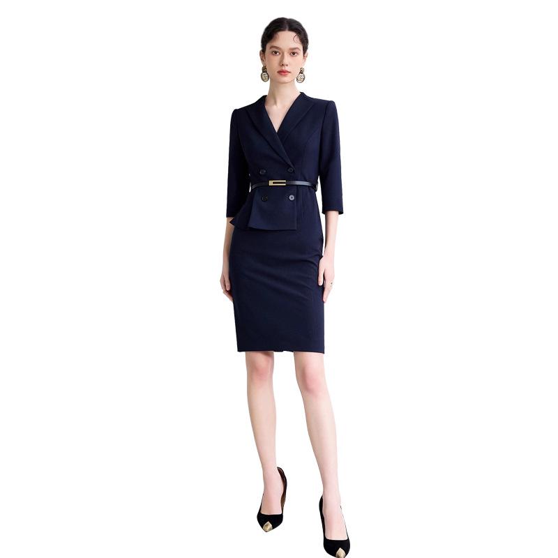 AD Navy Blue Women's Blazer Dress - 2025 Spring Style, High-End Professional Workwear, Goddess-Like Elegance