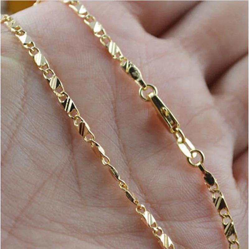 Exquisite 925 Silver Fashion 18K Gold Filled Necklace For Women Men Size 16-30 Inch Jewelry Chain Wholesale