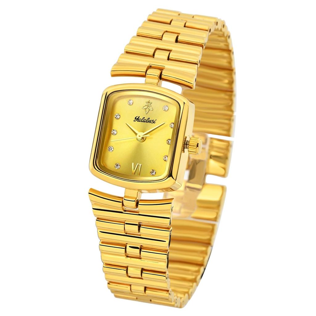 Luxury Ladies Fashion Quartz Watch Simple Scale Square Dial Gold Plated Women Watches Business Stainless Steel Clock