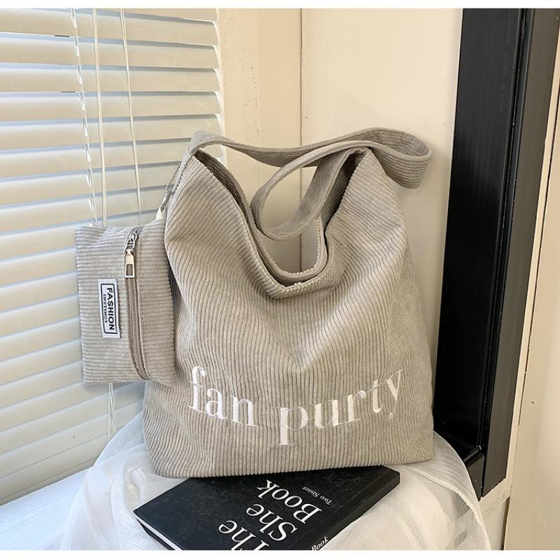 

Simple alphabet canvas bag female college student class commuter messenger bag trendy casual tote bag one size fits all