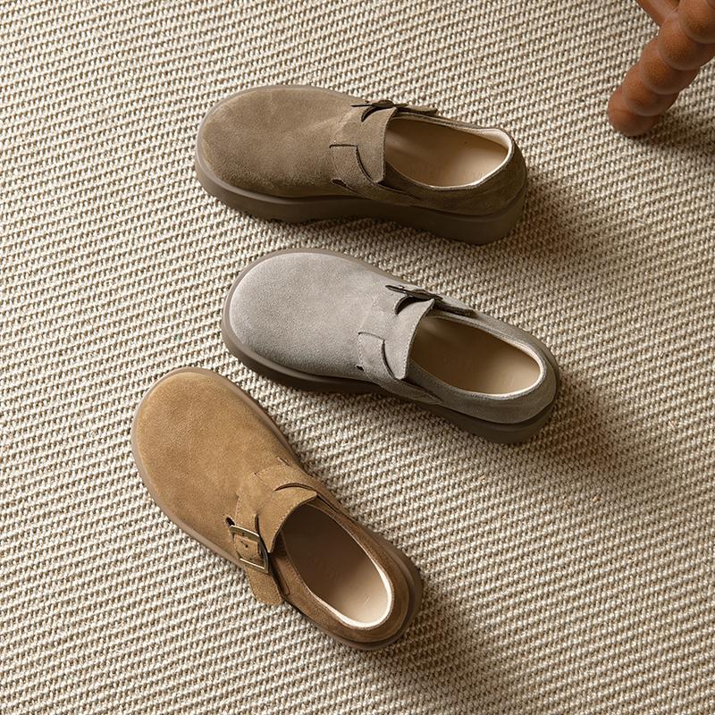 Mode AIYUQI 2025 neue Damenschuhe mit dicker Sohle Damen Schnalle Slipper Damen Übergröße bequeme Plateauschuhe