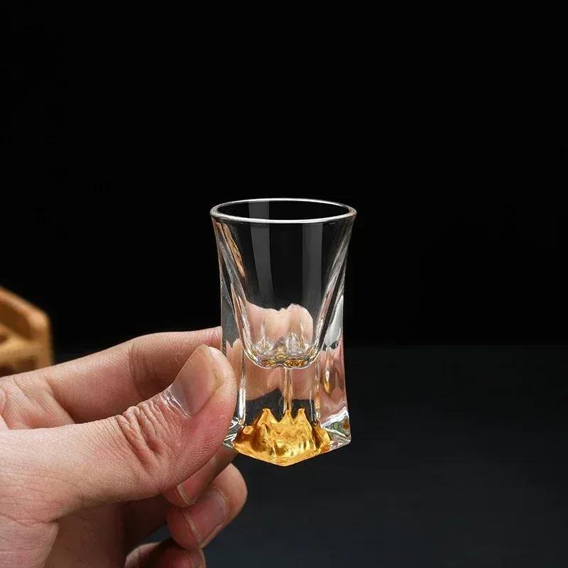 6Pcs Crystal Vodka Shot Glass 0.5oz Mini Size Gold Leaf Wine Glasses Spirits Japanese Sake Korean Soju Brandy Shot Cup