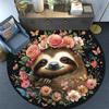 Sloth Round Area Rug,Carpet Rug for Living Room Bedroom Sofa Playroom Decor,Non-slip Floor Mat