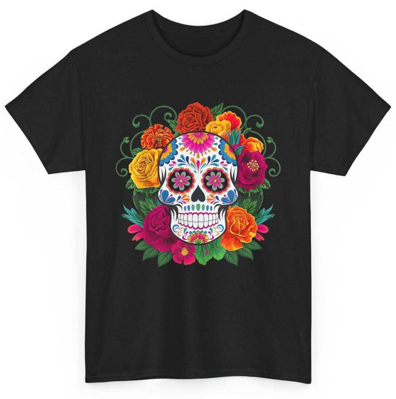 Dia De Los Muertos Costume Day of the Dead Sugar Skull T-shirt XL